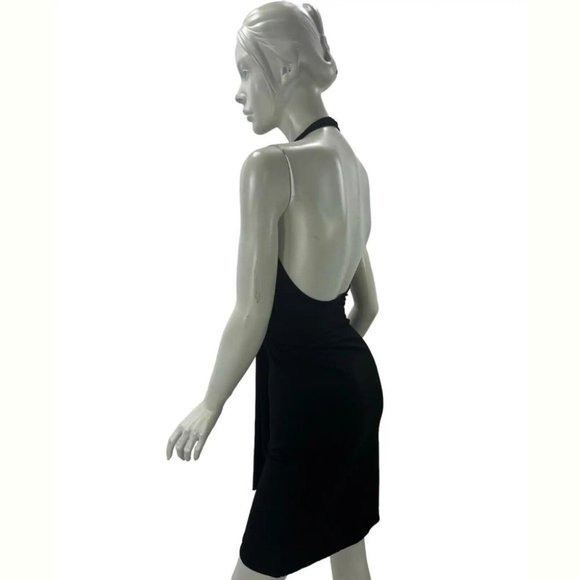 NWT 2006 Vintage Gucci Wrap Effect Black Dress Open Back and Bamboo Pin 38 US 2 - Picture 3 of 5